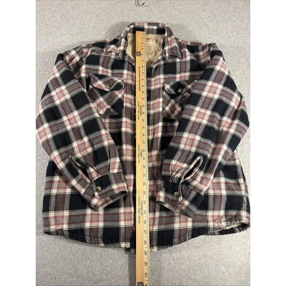 Wrangler Authentic Western Jacket Mens Large Red Plaid Flannel Lined